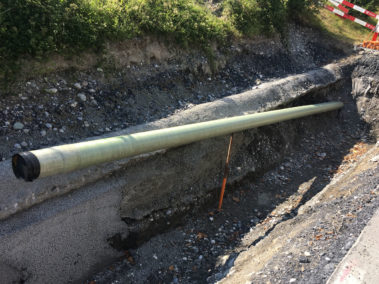 HDD-Bohrung in steinigem Boden - Für das GFK kein Problem