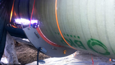 Schweißnahtnachumhüllung mittels UV-Haube