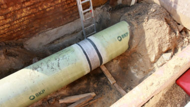 Conexión de costura de soldadura antes del revestimiento de GRP