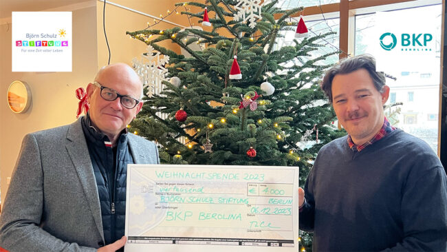 BKP Berolina Weihnachtsspende Björn Schulz-Stiftung 2023